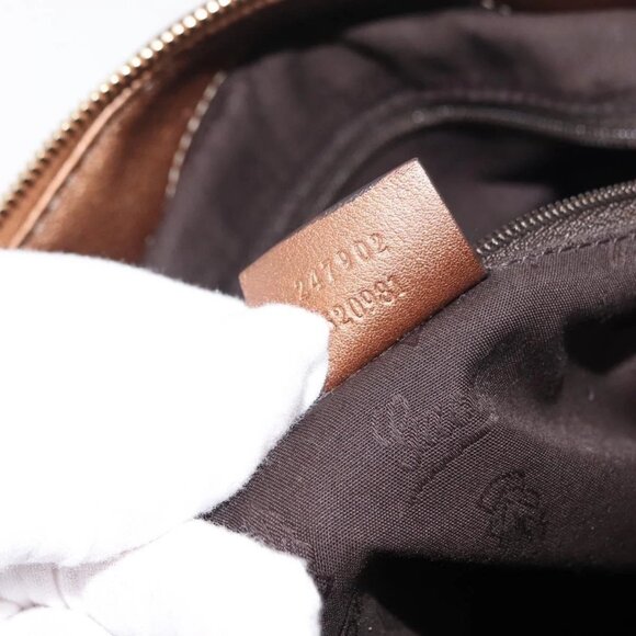 GUCCI GG Canvas Guccissima Bag Leather 2way Gold Metal brown 247902 Auth 121383 - Picture 10 of 16